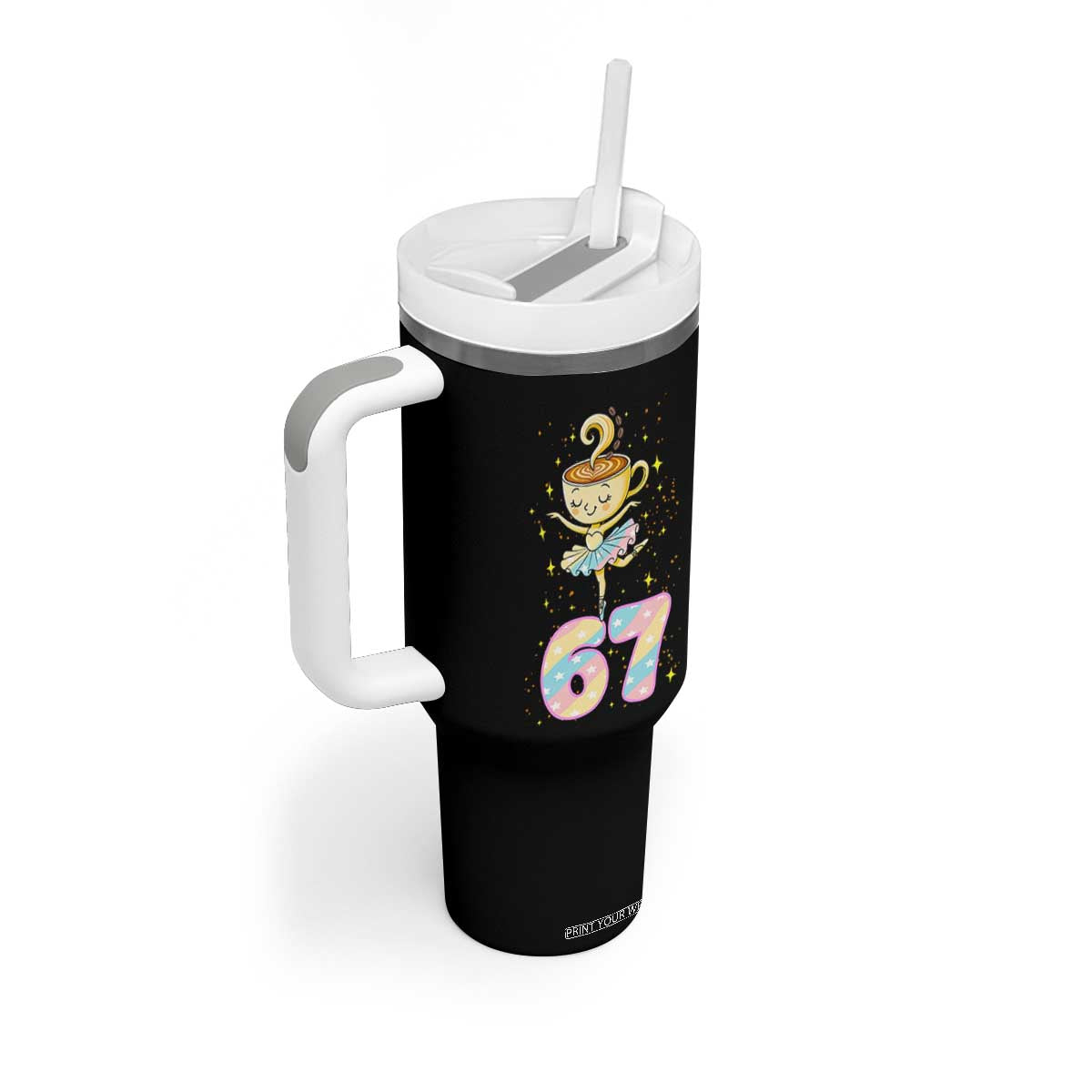 Funny Ballerina Cappuccina Ballet Six Seven Tumbler With Handle Brainrot Meme Pastel Gift TS12 Print Your Wear