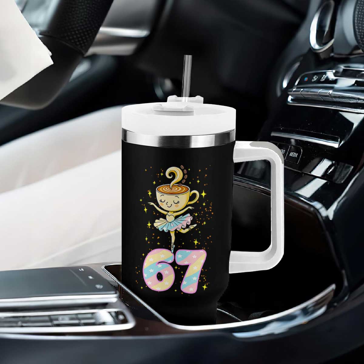 Funny Ballerina Cappuccina Ballet Six Seven Tumbler With Handle Brainrot Meme Pastel Gift TS12 Print Your Wear