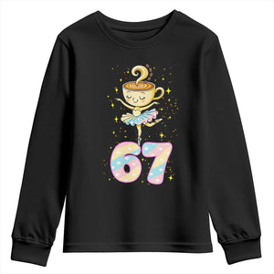 Funny Ballerina Cappuccina Ballet Six Seven Youth Sweatshirt Brainrot Meme Pastel Gift TS12 Black Print Your Wear