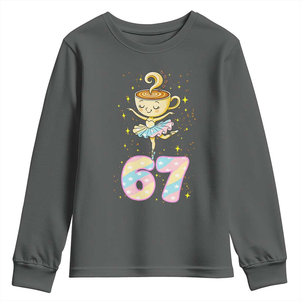 Funny Ballerina Cappuccina Ballet Six Seven Youth Sweatshirt Brainrot Meme Pastel Gift TS12 Dark Heather Print Your Wear