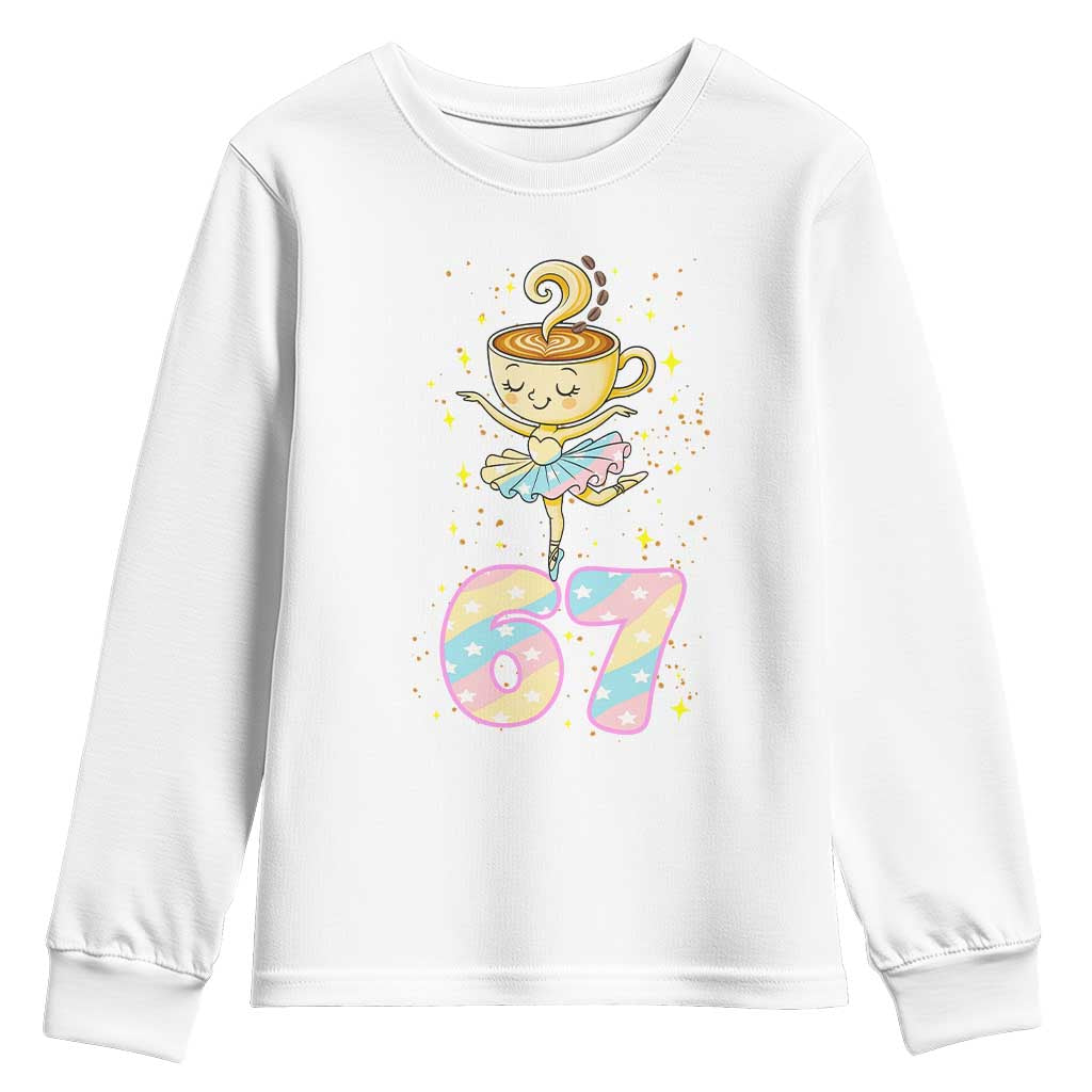 Funny Ballerina Cappuccina Ballet Six Seven Youth Sweatshirt Brainrot Meme Pastel Gift TS12 White Print Your Wear