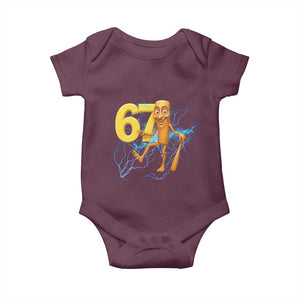 Tung Tung Sahur Six Seven Meme Baby Onesie Funny Gen Z Alpha Gift TS12 Maroon Print Your Wear