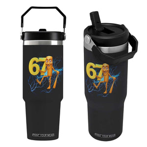 Tung Tung Sahur Six Seven Meme Flip Straw Tumbler Funny Gen Z Alpha Gift TS12 One Size: 30 oz Black Print Your Wear