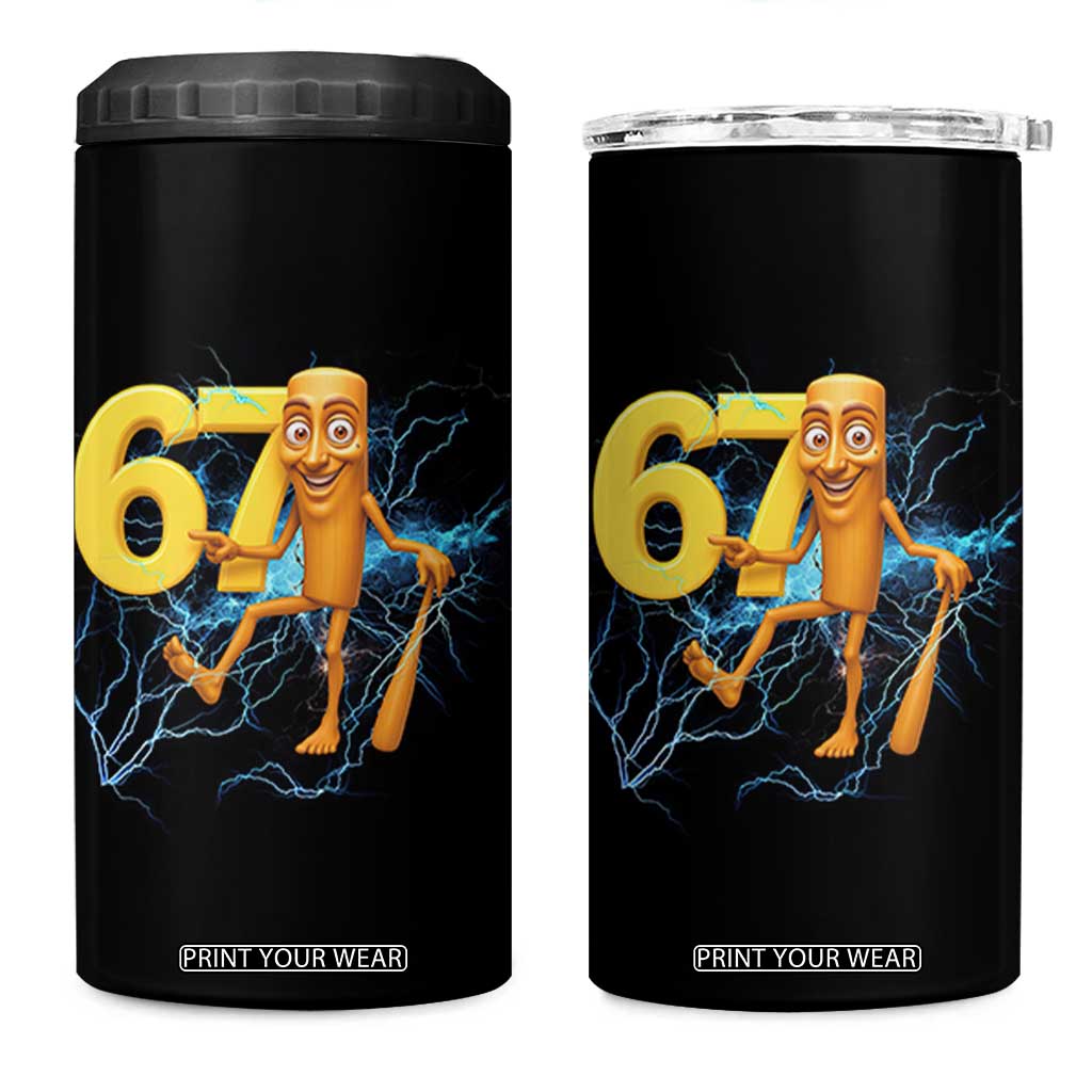 Tung Tung Sahur Six Seven Meme 4 in 1 Can Cooler Tumbler Funny Gen Z Alpha Gift TS12 One Size: 16 oz Black Print Your Wear