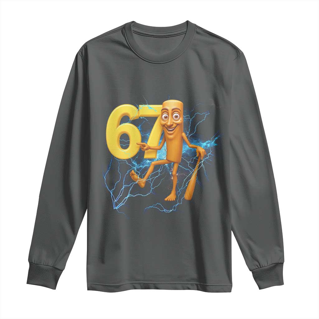 Tung Tung Sahur Six Seven Meme Long Sleeve Shirt Funny Gen Z Alpha Gift TS12 Dark Heather Print Your Wear