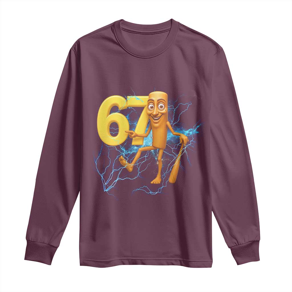 Tung Tung Sahur Six Seven Meme Long Sleeve Shirt Funny Gen Z Alpha Gift TS12 Maroon Print Your Wear