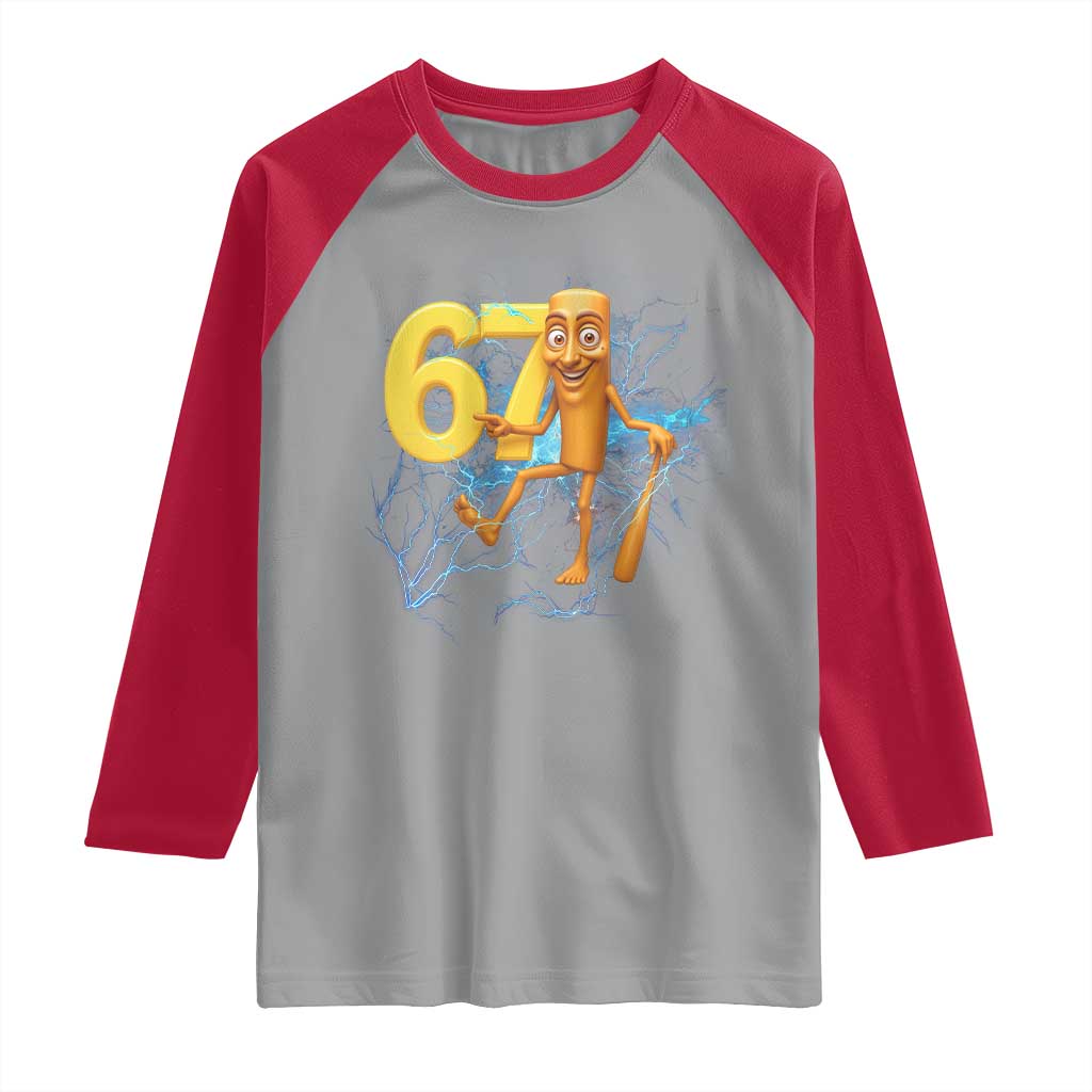 Tung Tung Sahur Six Seven Meme Raglan Shirt Funny Gen Z Alpha Gift TS12 Sport Gray Red Print Your Wear