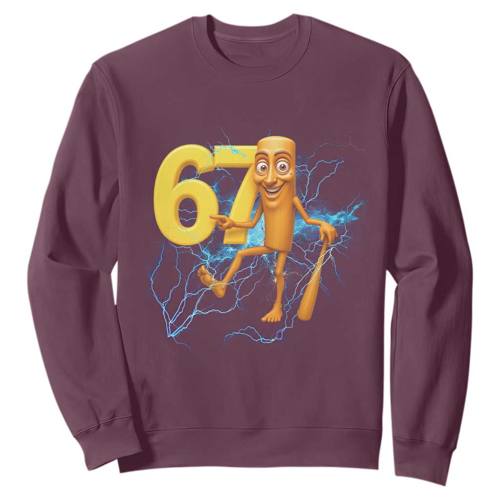Tung Tung Sahur Six Seven Meme Sweatshirt Funny Gen Z Alpha Gift TS12 Maroon Print Your Wear