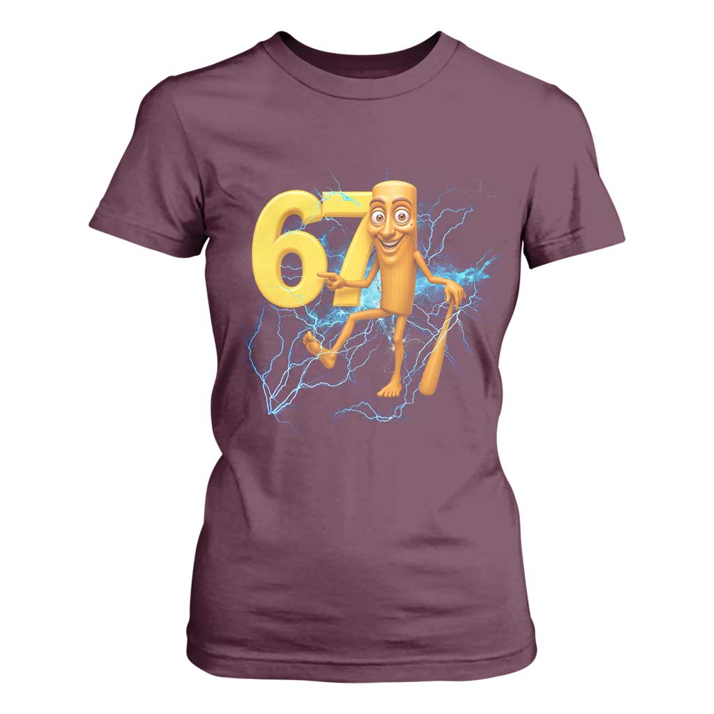 Tung Tung Sahur Six Seven Meme T Shirt For Women Funny Gen Z Alpha Gift TS12 Maroon Print Your Wear