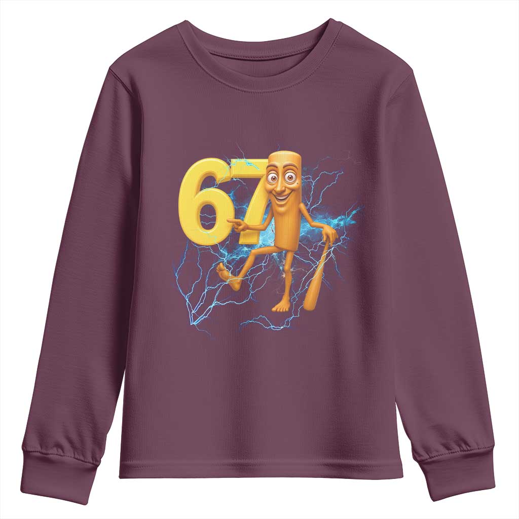 Tung Tung Sahur Six Seven Meme Youth Sweatshirt Funny Gen Z Alpha Gift TS12 Maroon Print Your Wear