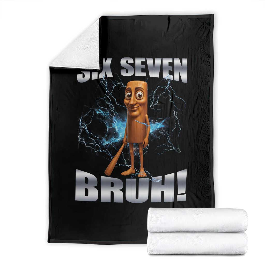 Tung Tung Sahur Six Seven Meme Throw Blanket Funny 67 Gen Alpha Gift TS12 Black Print Your Wear
