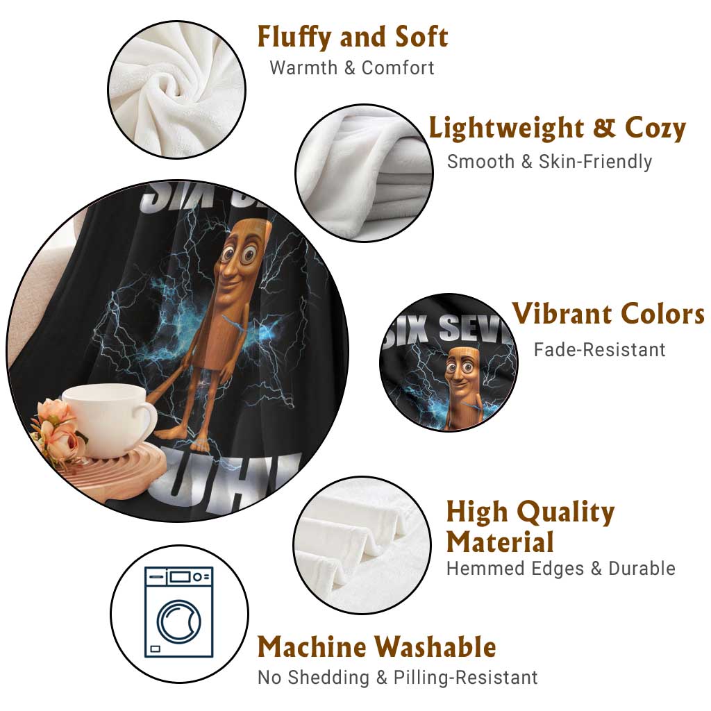 Tung Tung Sahur Six Seven Meme Throw Blanket Funny 67 Gen Alpha Gift TS12 Print Your Wear