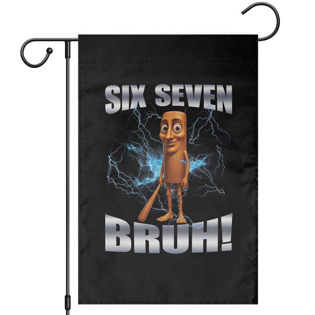Tung Tung Sahur Six Seven Meme Garden Flag Funny 67 Gen Alpha Gift TS12 Black Print Your Wear