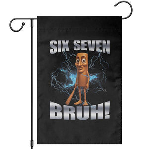 Tung Tung Sahur Six Seven Meme Garden Flag Funny 67 Gen Alpha Gift TS12 Black Print Your Wear