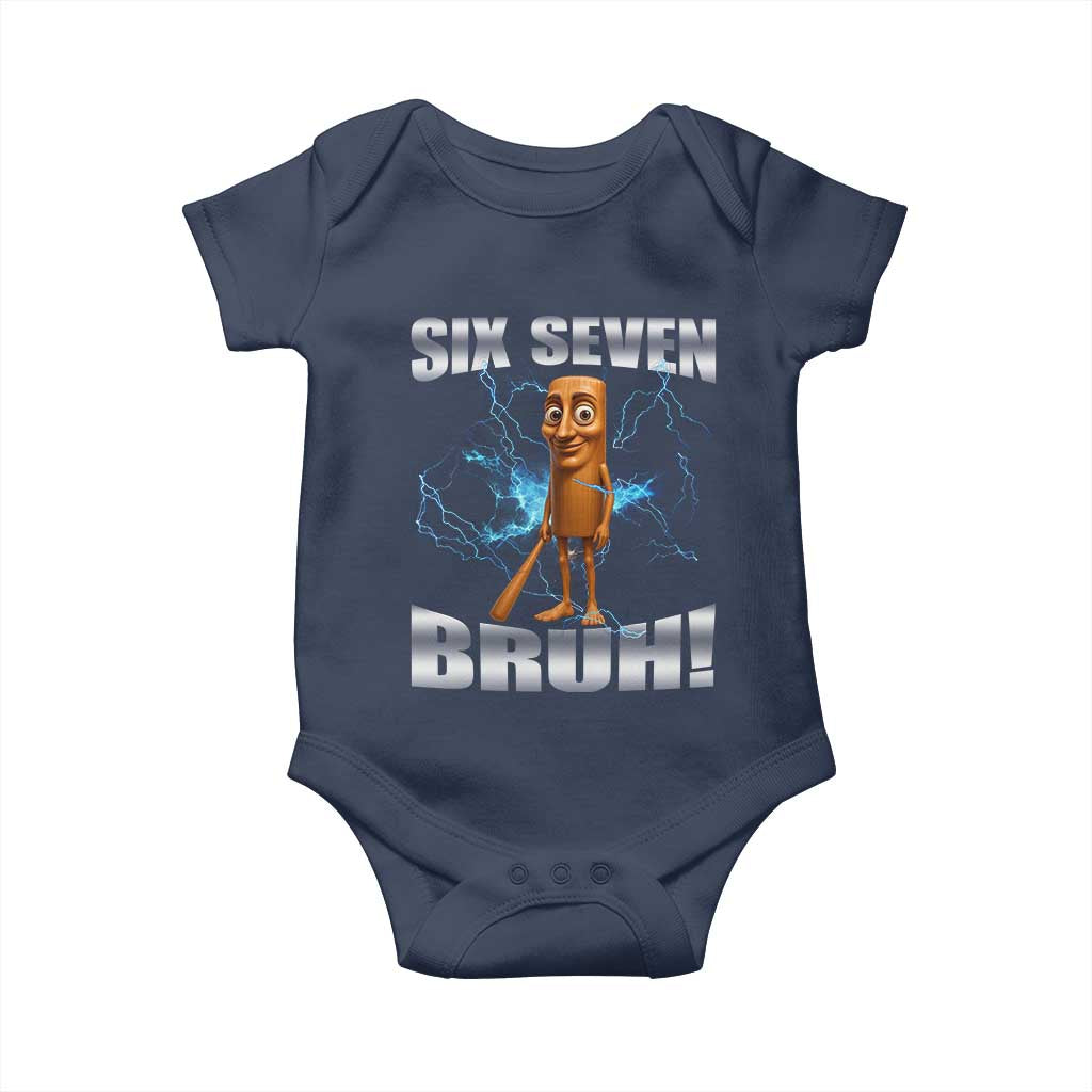 Tung Tung Sahur Six Seven Meme Baby Onesie Funny 67 Gen Alpha Gift TS12 Navy Print Your Wear