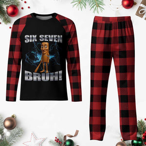 Tung Tung Sahur Six Seven Meme Plaid Pajama Set Funny 67 Gen Alpha Gift TS12 Buffalo Plaid Print Your Wear