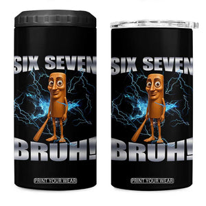 Tung Tung Sahur Six Seven Meme 4 in 1 Can Cooler Tumbler Funny 67 Gen Alpha Gift TS12 One Size: 16 oz Black Print Your Wear