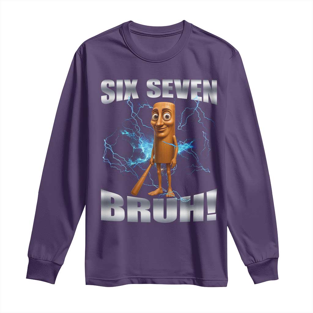 Tung Tung Sahur Six Seven Meme Long Sleeve Shirt Funny 67 Gen Alpha Gift TS12 Purple Print Your Wear