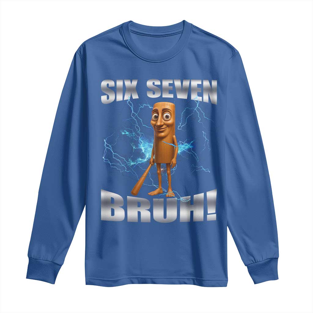 Tung Tung Sahur Six Seven Meme Long Sleeve Shirt Funny 67 Gen Alpha Gift TS12 Royal Blue Print Your Wear