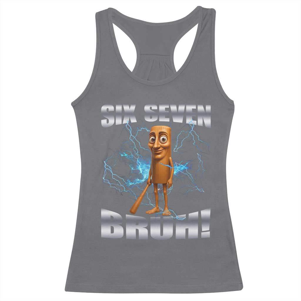 Tung Tung Sahur Six Seven Meme Racerback Tank Top Funny 67 Gen Alpha Gift TS12 Charcoal Print Your Wear