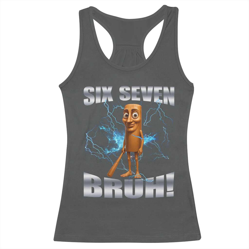 Tung Tung Sahur Six Seven Meme Racerback Tank Top Funny 67 Gen Alpha Gift TS12 Dark Heather Print Your Wear