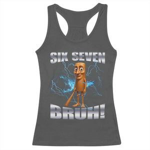 Tung Tung Sahur Six Seven Meme Racerback Tank Top Funny 67 Gen Alpha Gift TS12 Dark Heather Print Your Wear