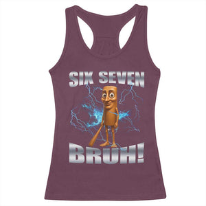 Tung Tung Sahur Six Seven Meme Racerback Tank Top Funny 67 Gen Alpha Gift TS12 Maroon Print Your Wear