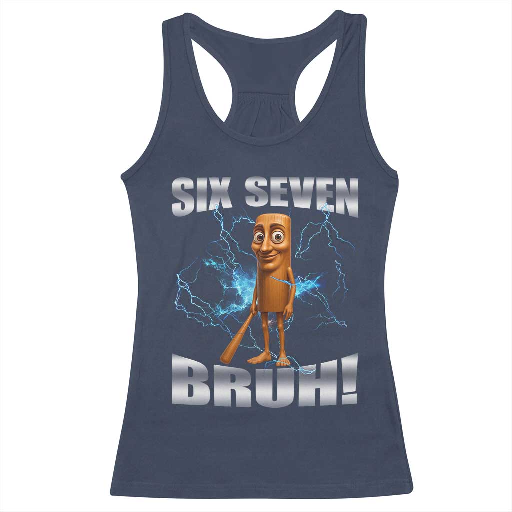 Tung Tung Sahur Six Seven Meme Racerback Tank Top Funny 67 Gen Alpha Gift TS12 Navy Print Your Wear
