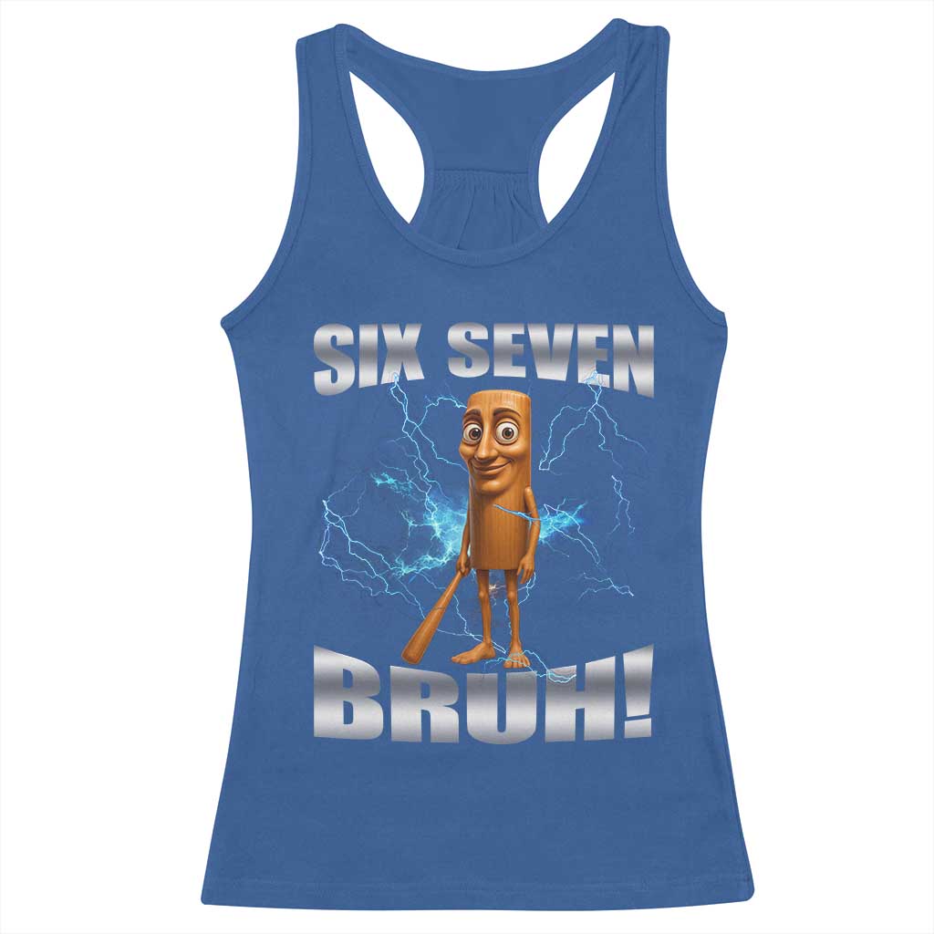 Tung Tung Sahur Six Seven Meme Racerback Tank Top Funny 67 Gen Alpha Gift TS12 Royal Blue Print Your Wear
