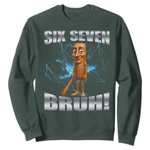 Tung Tung Sahur Six Seven Meme Sweatshirt Funny 67 Gen Alpha Gift TS12 Dark Forest Green Print Your Wear