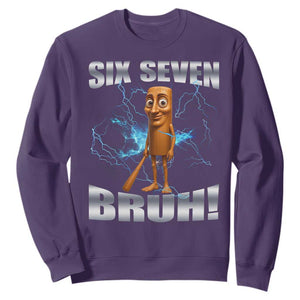 Tung Tung Sahur Six Seven Meme Sweatshirt Funny 67 Gen Alpha Gift TS12 Purple Print Your Wear