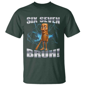 Tung Tung Sahur Six Seven Meme T Shirt - Funny 67 Gen Alpha Gift Viral Humor Tee TS12 Dark Forest Green Print Your Wear