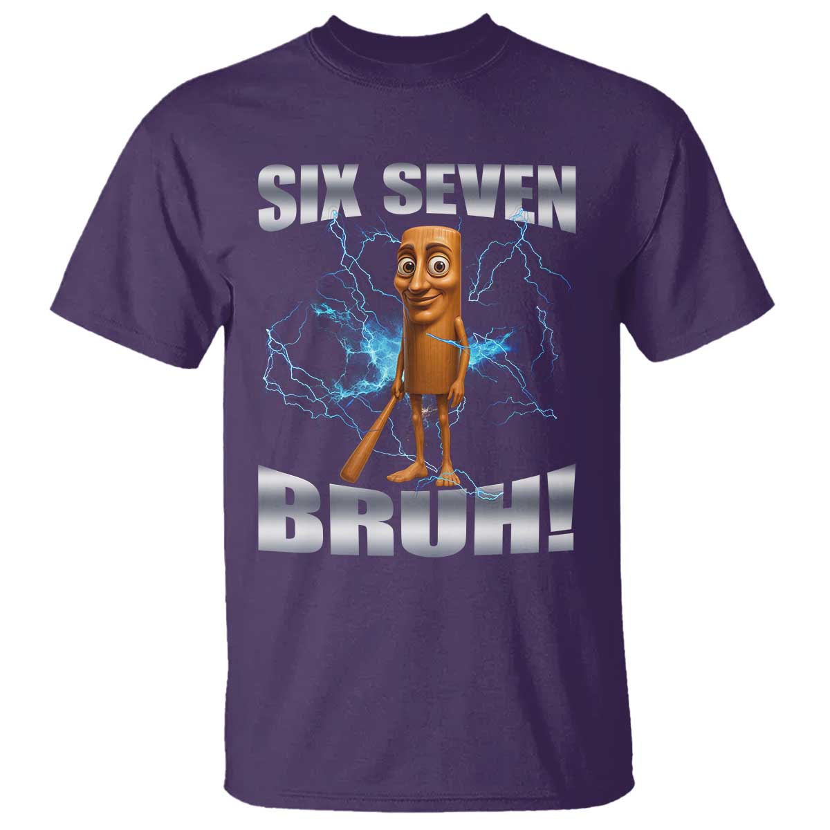 Tung Tung Sahur Six Seven Meme T Shirt - Funny 67 Gen Alpha Gift Viral Humor Tee TS12 Purple Print Your Wear