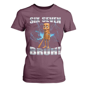 Tung Tung Sahur Six Seven Meme T Shirt For Women Funny 67 Gen Alpha Gift TS12 Maroon Print Your Wear