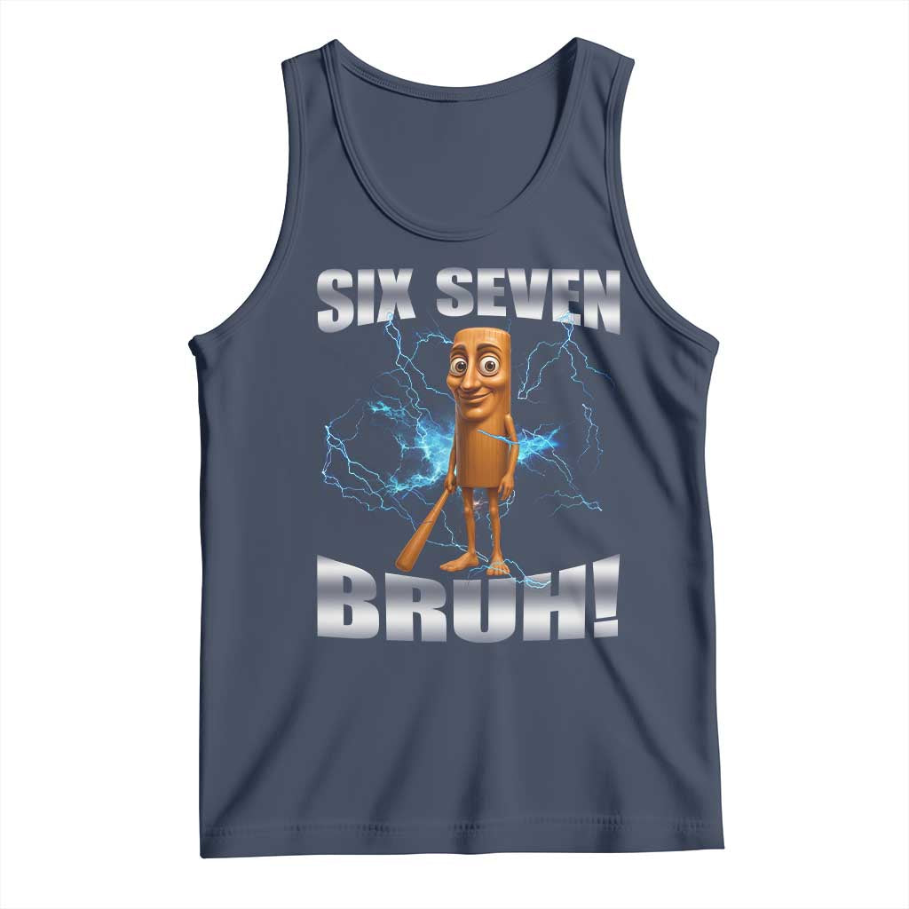 Tung Tung Sahur Six Seven Meme Tank Top Funny 67 Gen Alpha Gift TS12 Navy Print Your Wear