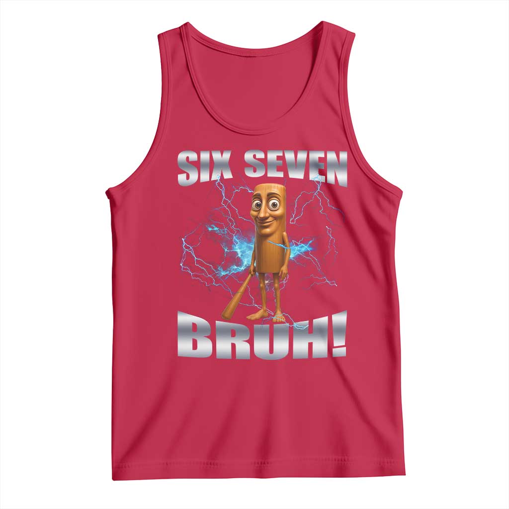Tung Tung Sahur Six Seven Meme Tank Top Funny 67 Gen Alpha Gift TS12 Red Print Your Wear