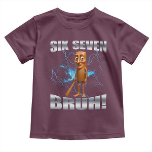 Tung Tung Sahur Six Seven Meme Toddler T Shirt Funny 67 Gen Alpha Gift TS12 Maroon Print Your Wear