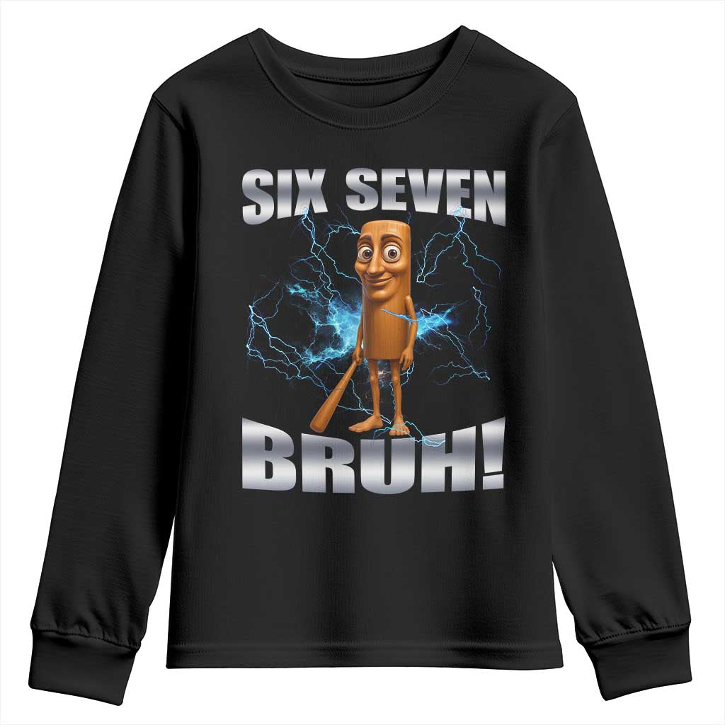 Tung Tung Sahur Six Seven Meme Youth Sweatshirt Funny 67 Gen Alpha Gift TS12 Black Print Your Wear
