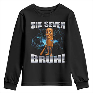 Tung Tung Sahur Six Seven Meme Youth Sweatshirt Funny 67 Gen Alpha Gift TS12 Black Print Your Wear