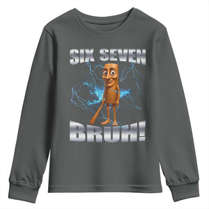 Tung Tung Sahur Six Seven Meme Youth Sweatshirt Funny 67 Gen Alpha Gift TS12 Dark Heather Print Your Wear
