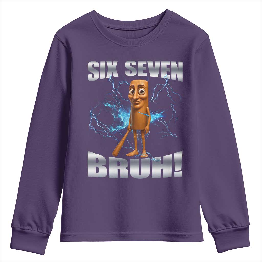 Tung Tung Sahur Six Seven Meme Youth Sweatshirt Funny 67 Gen Alpha Gift TS12 Purple Print Your Wear