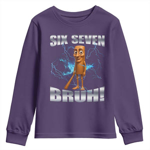 Tung Tung Sahur Six Seven Meme Youth Sweatshirt Funny 67 Gen Alpha Gift TS12 Purple Print Your Wear