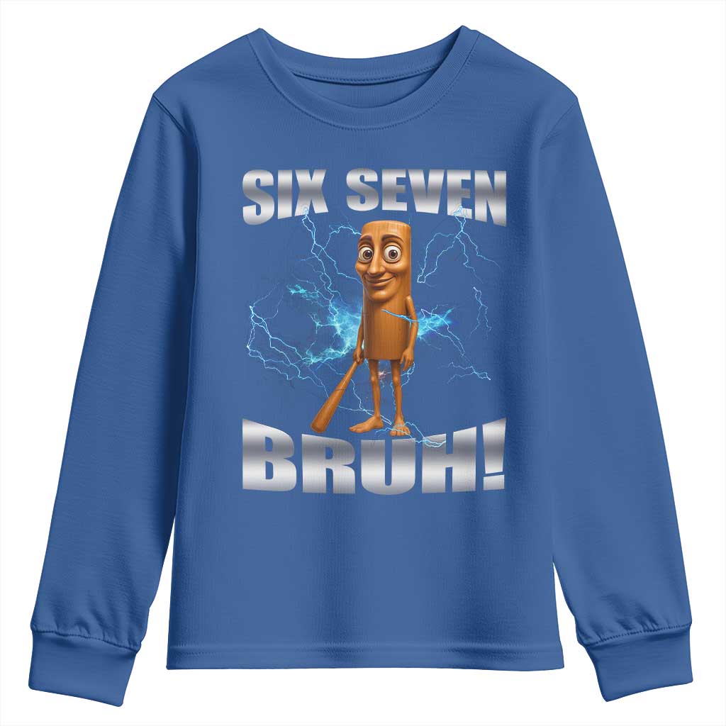 Tung Tung Sahur Six Seven Meme Youth Sweatshirt Funny 67 Gen Alpha Gift TS12 Royal Blue Print Your Wear
