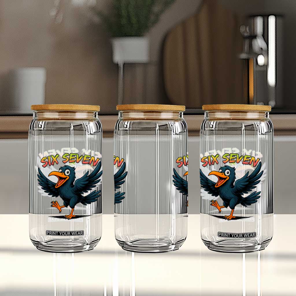 Funny Raven Six Seven Meme Trending Gift Glass Can TS12 Print Your Wear