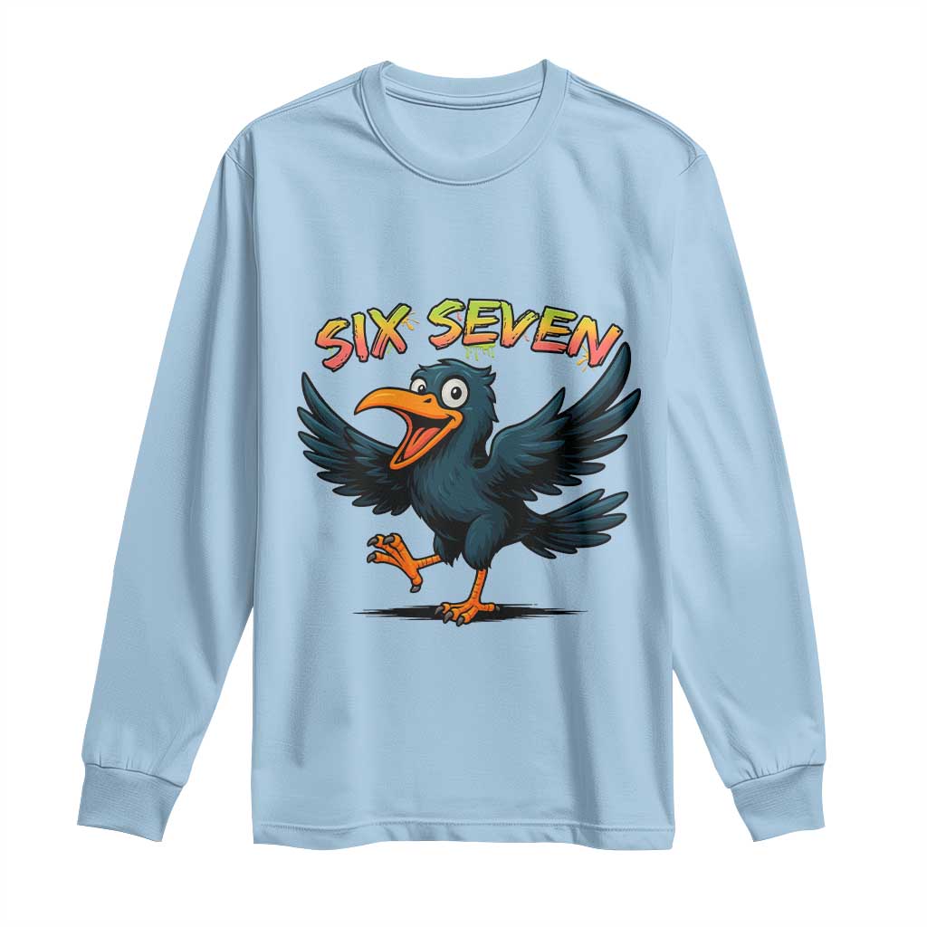 Funny Raven Six Seven Meme Trending Gift Long Sleeve Shirt TS12 Light Blue Print Your Wear