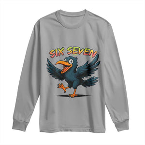 Funny Raven Six Seven Meme Trending Gift Long Sleeve Shirt TS12 Sport Gray Print Your Wear