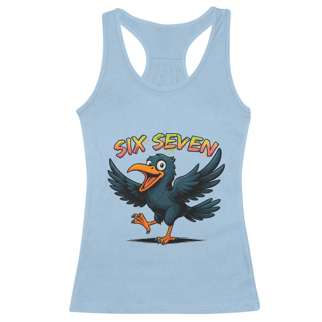 Funny Raven Six Seven Meme Trending Gift Racerback Tank Top TS12 Light Blue Print Your Wear