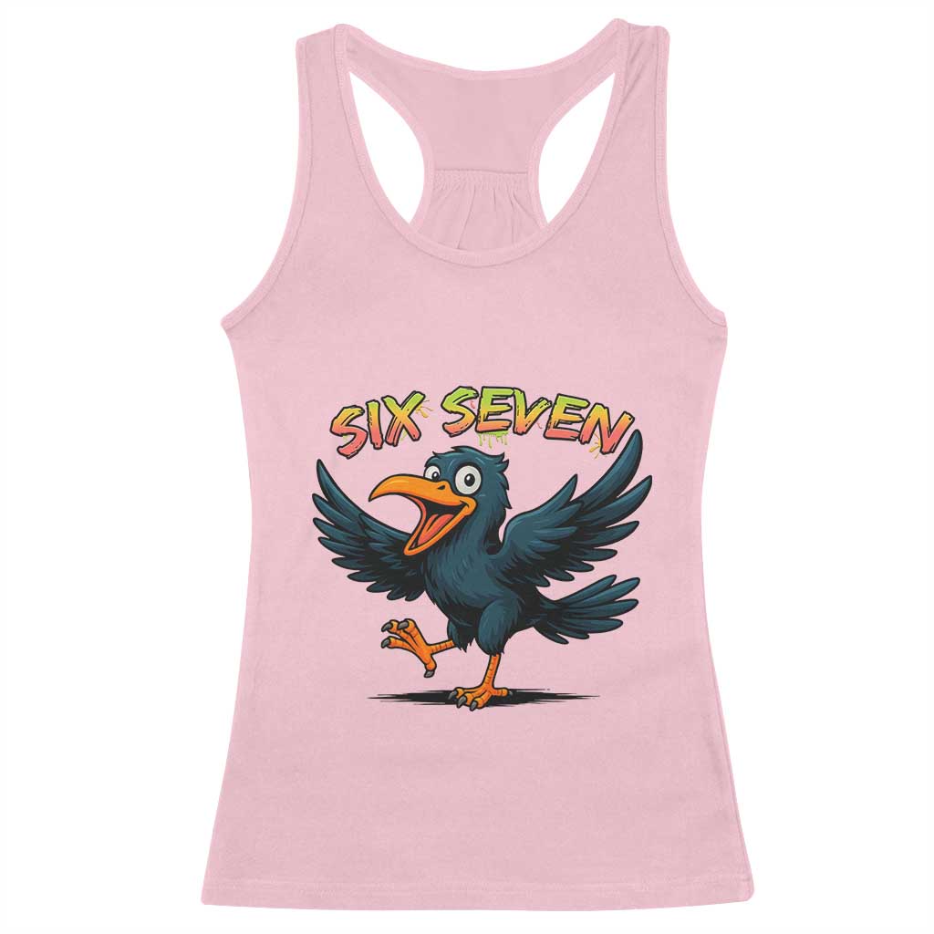 Funny Raven Six Seven Meme Trending Gift Racerback Tank Top TS12 Light Pink Print Your Wear