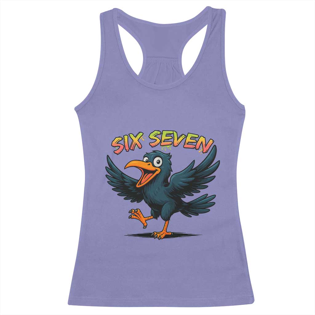 Funny Raven Six Seven Meme Trending Gift Racerback Tank Top TS12 Violet Print Your Wear