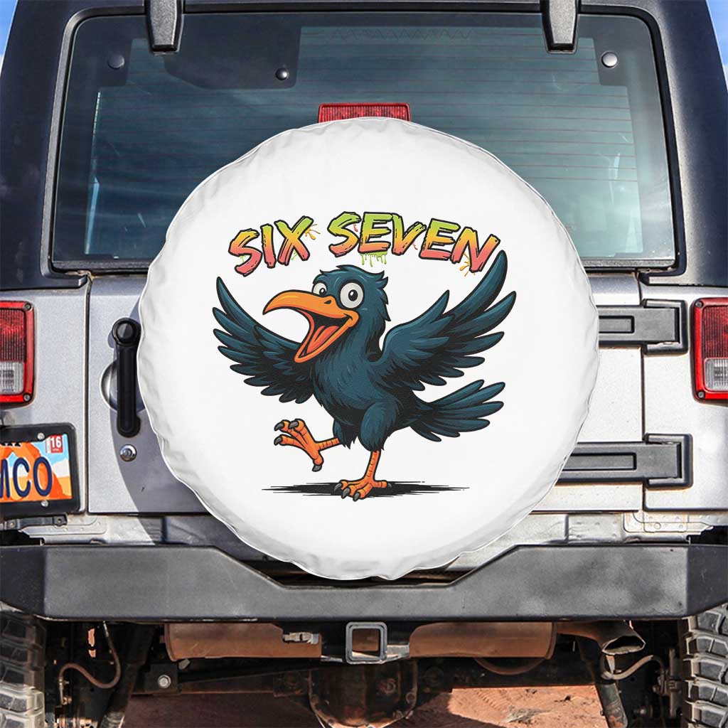 Funny Raven Six Seven Meme Trending Gift Spare Tire Cover TS12 No hole White Print Your Wear
